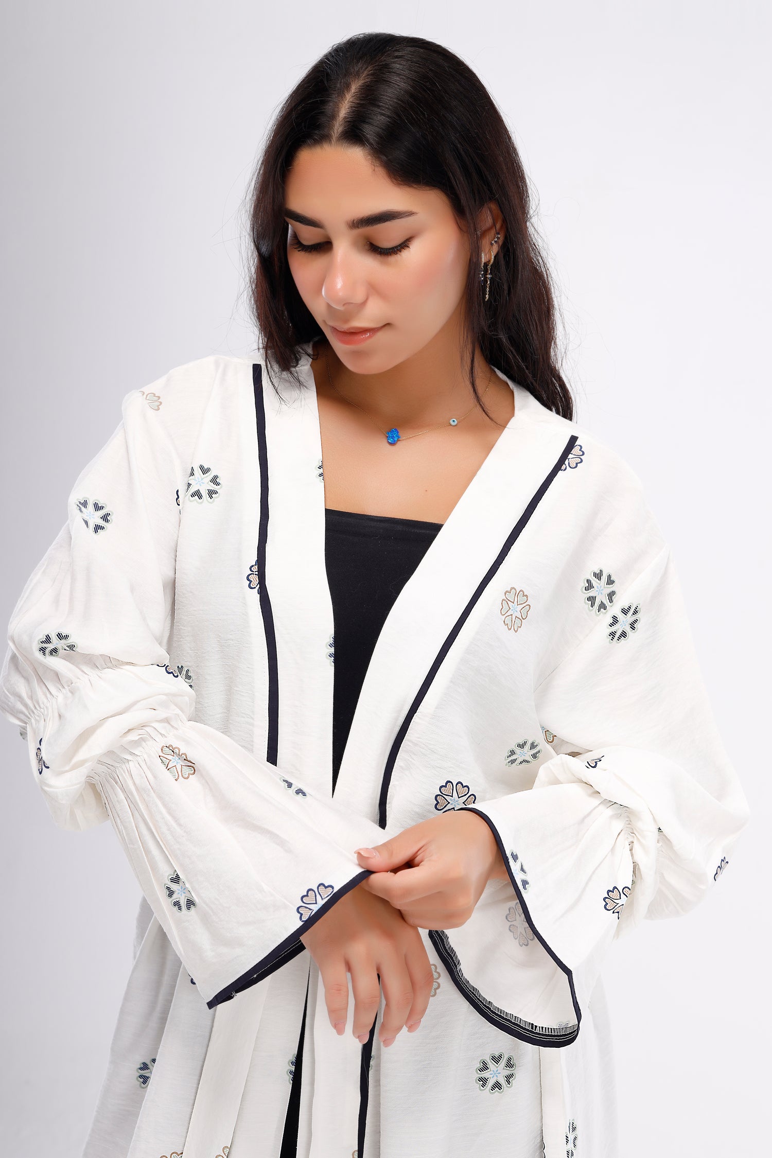 Flounce Long Sleeve Linen Kimono