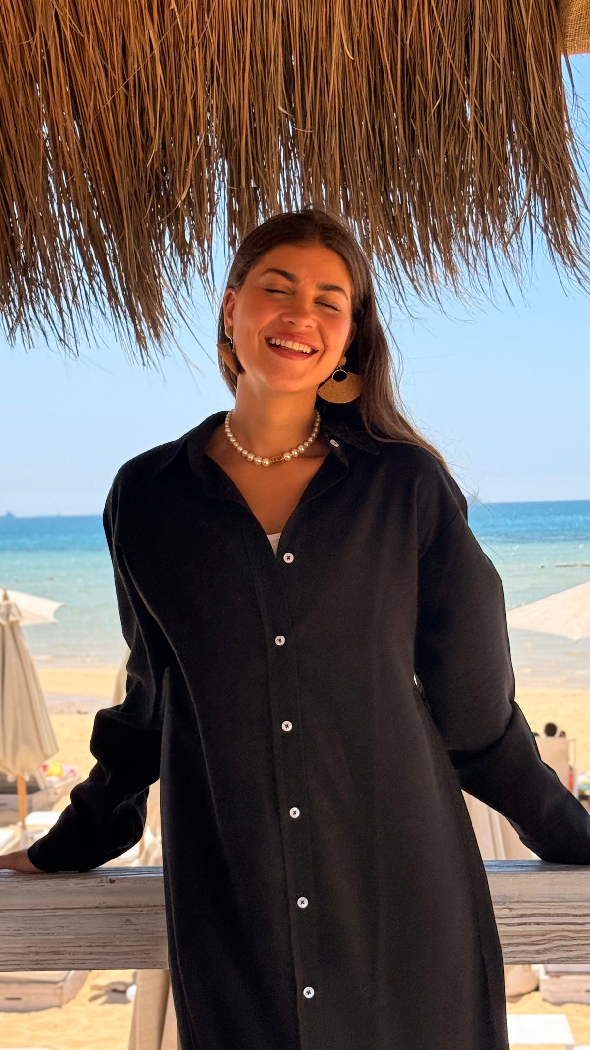 Emy's long shirt dress, black