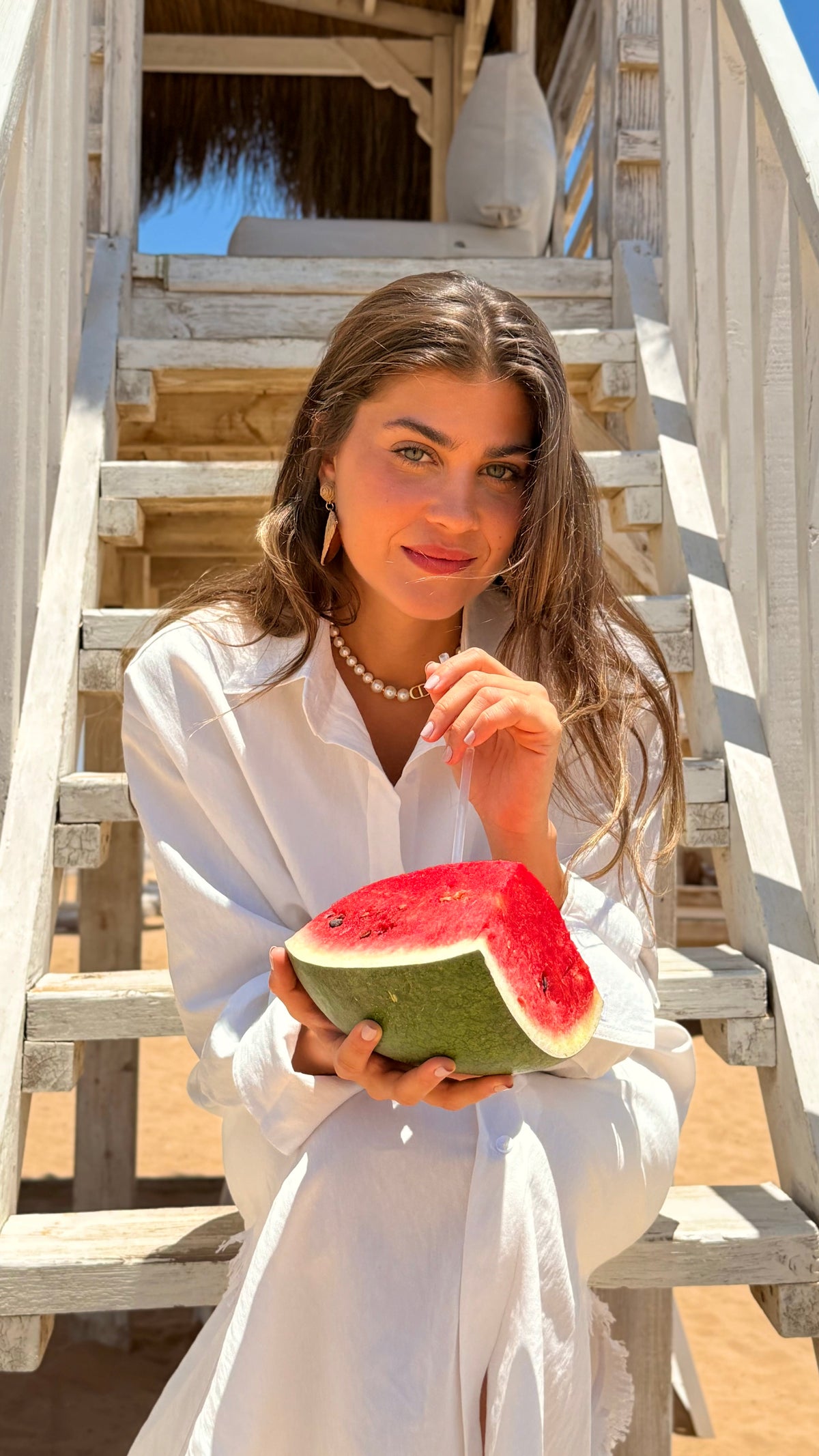 Emy's crinkle linen shirt, white