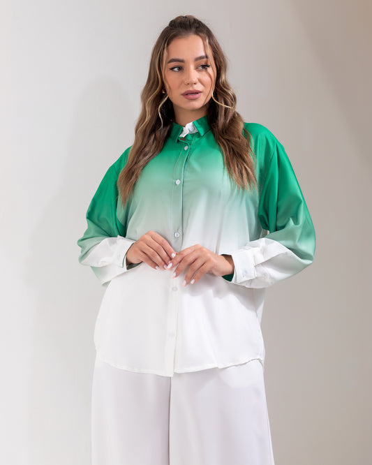 Ombre Oversize Green Shirt