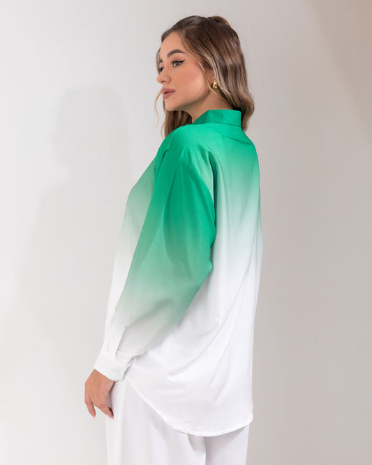 Ombre Oversize Green Shirt