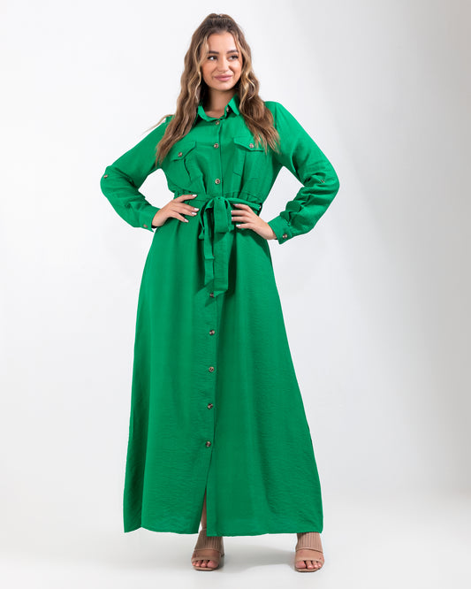 Linen Green Dress