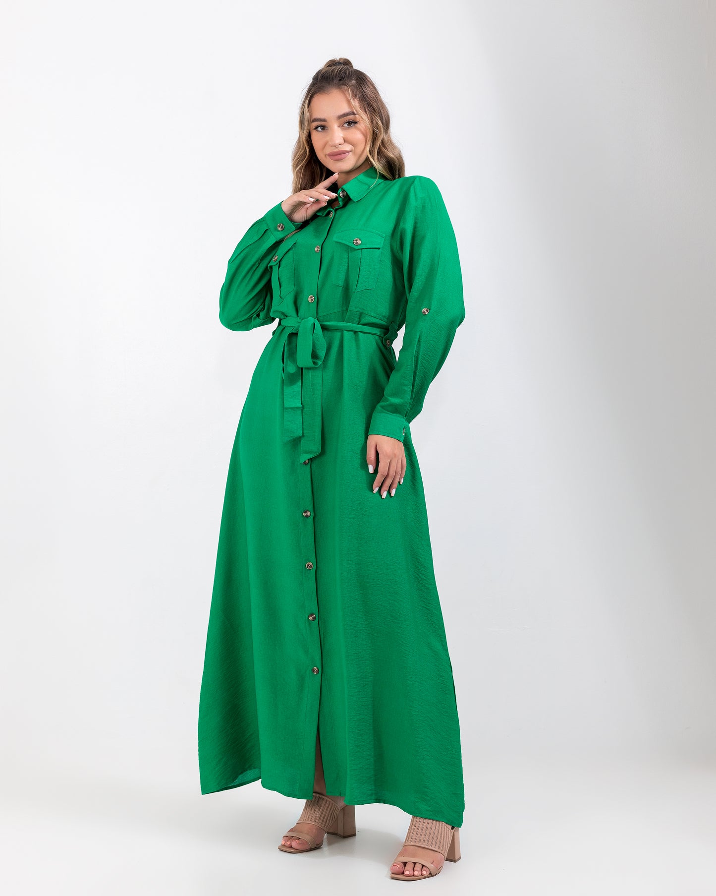 Linen Green Dress