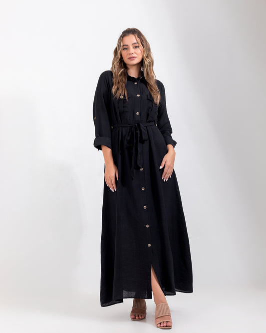 Linen Black Dress