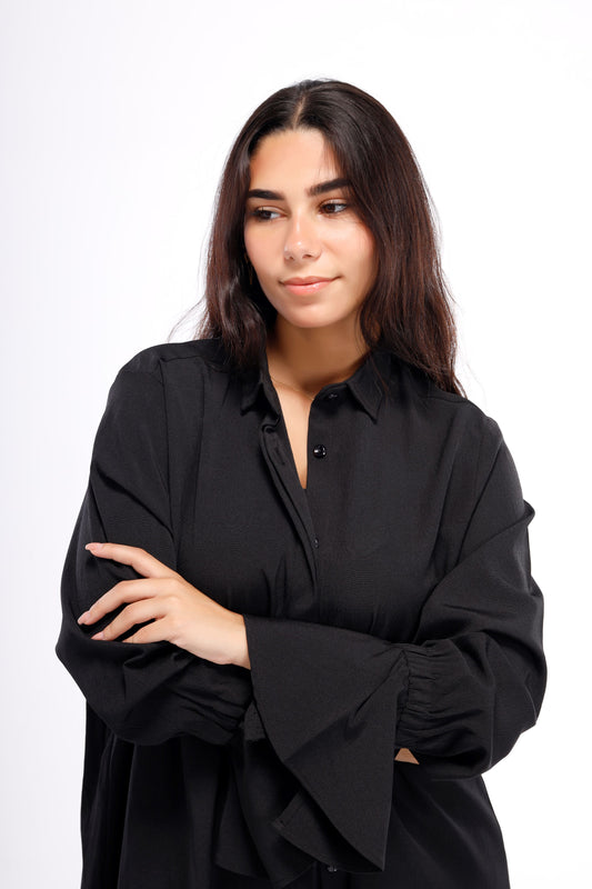 Long flounce Shirt - Black