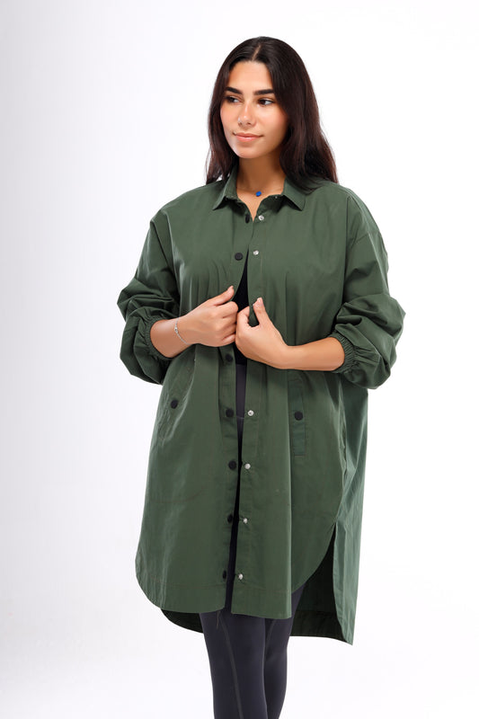 Over Size Army-Green Shirt