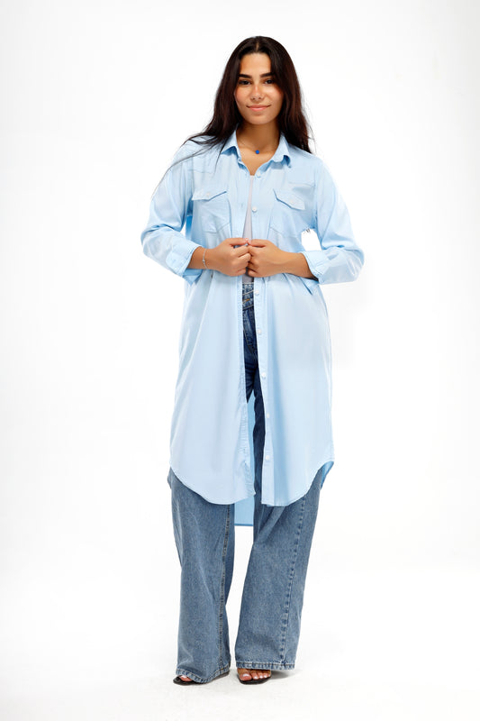 Regular Fit Shirt with 2 Pockets - Baby Blue