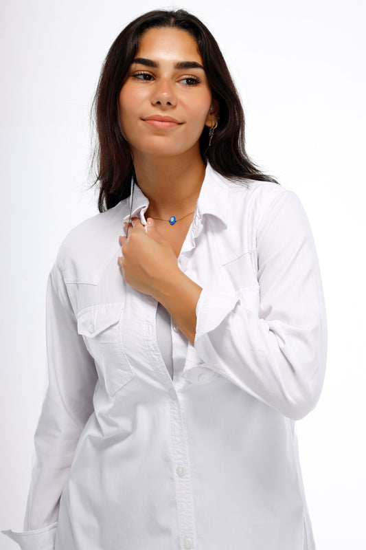 Regular Fit Shirt with 2 Pockets - White