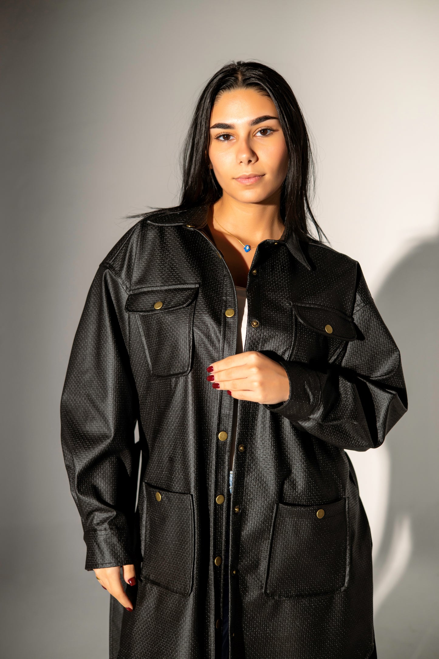 Faux Leather Shirt - Black