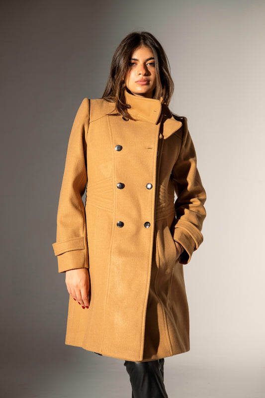 Double-breasted buttoned Coat - Beige