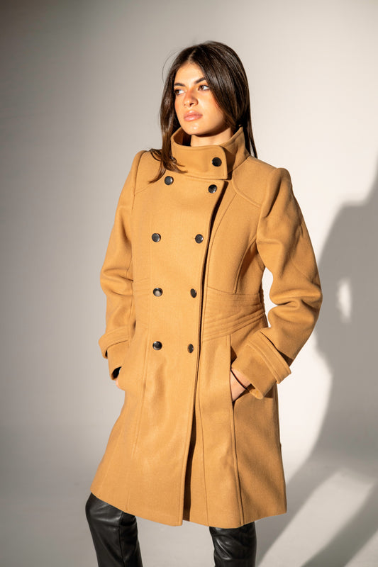 Double-breasted buttoned Coat - Beige