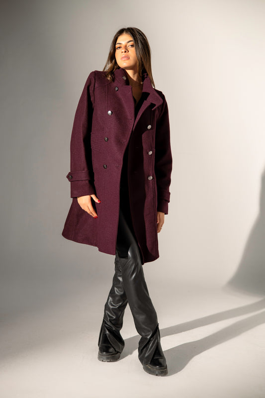 Double-breasted buttoned Coat - Purple