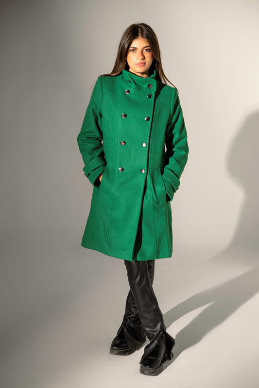 Double-breasted buttoned Coat - Green