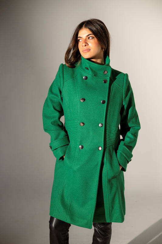 Double-breasted buttoned Coat - Green