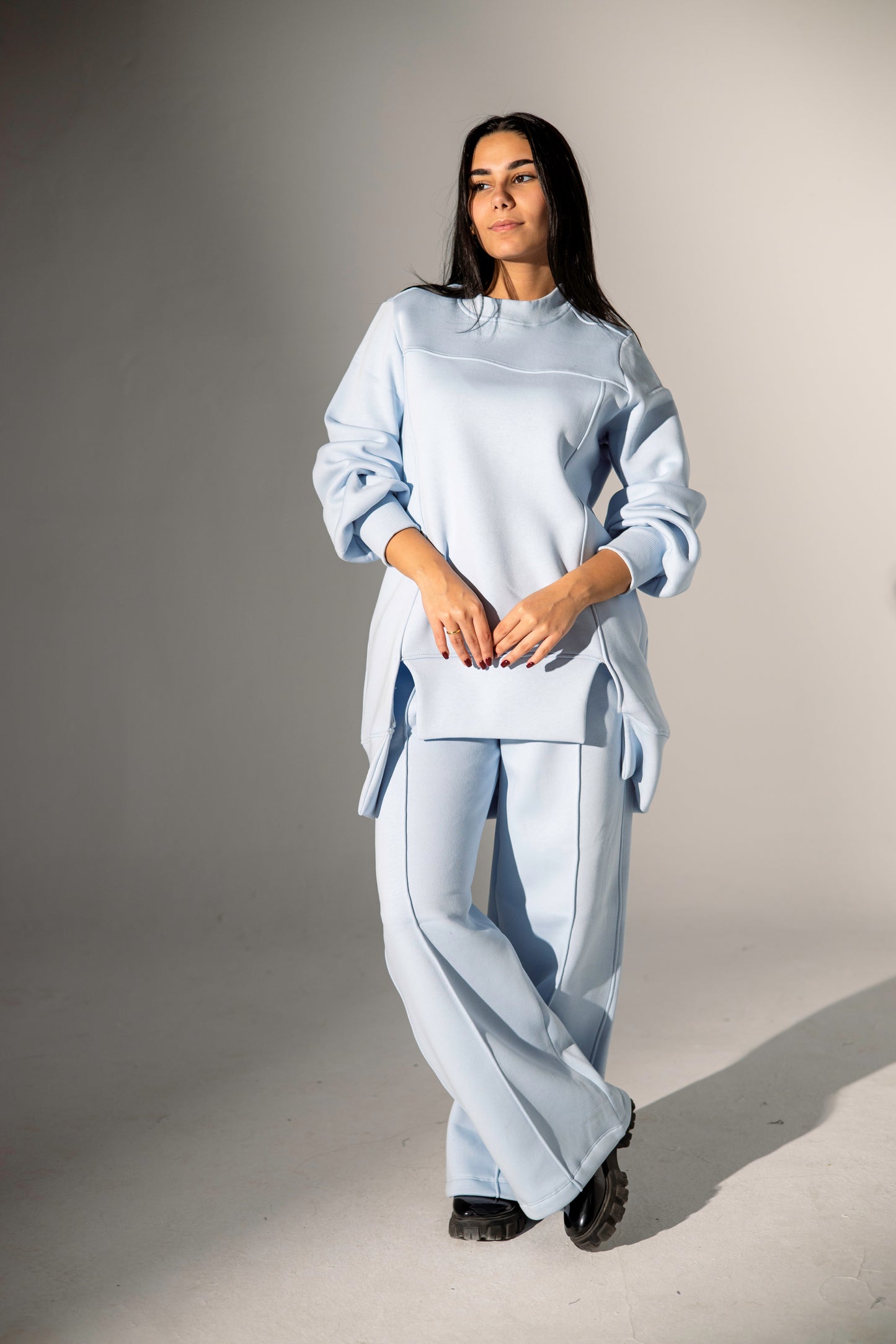 Knit Set Wide Leg - Sky Blue