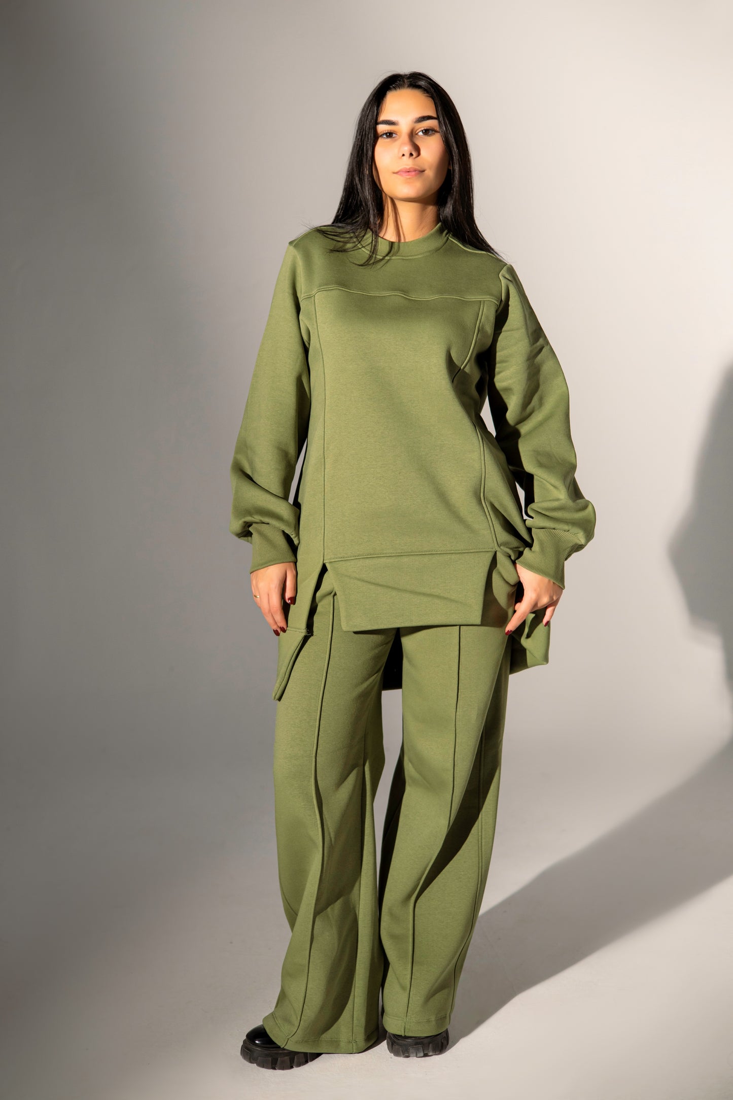 Knit Set Wide Leg - Olive