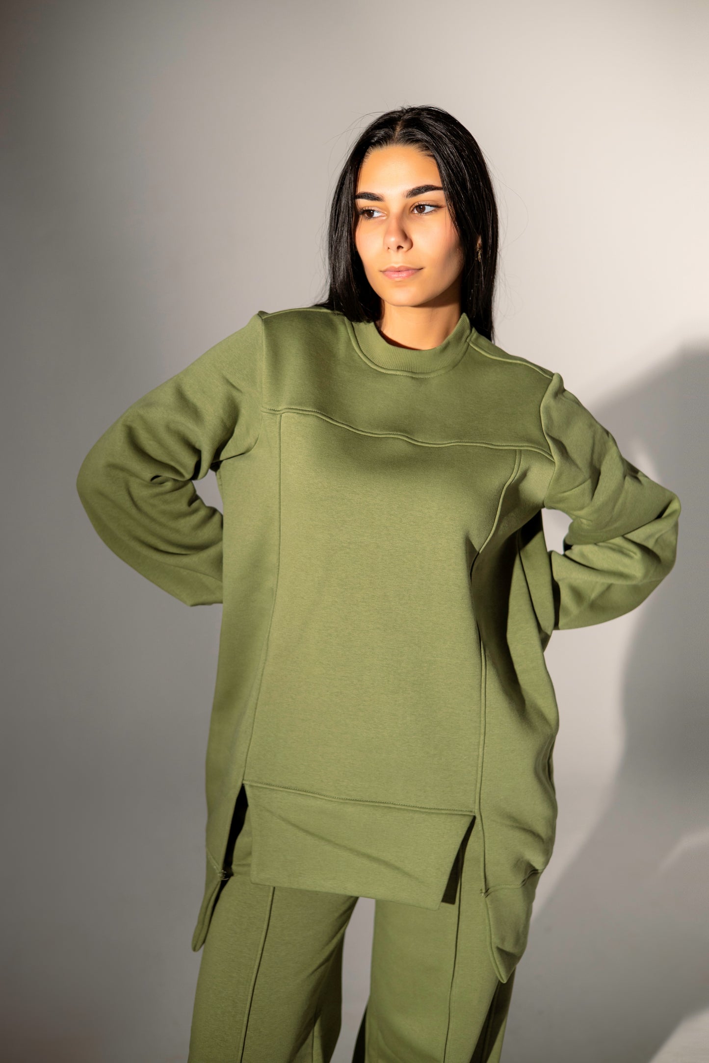 Knit Set Wide Leg - Olive