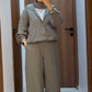 Linen Blend Bomber Set