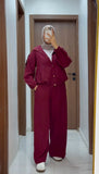 Linen Blend Bomber Set