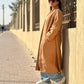 Longline Belted Coat - Camel