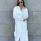 Linen-Cotton Long Shirt Dress