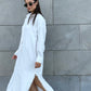 Linen-Cotton Long Shirt Dress