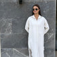 Linen-Cotton Long Shirt Dress