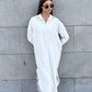 Linen-Cotton Long Shirt Dress