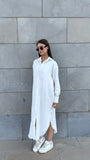 Linen-Cotton Long Shirt Dress