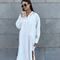 Linen-Cotton Long Shirt Dress