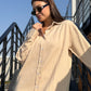 Linen-Cotton Long Shirt Dress